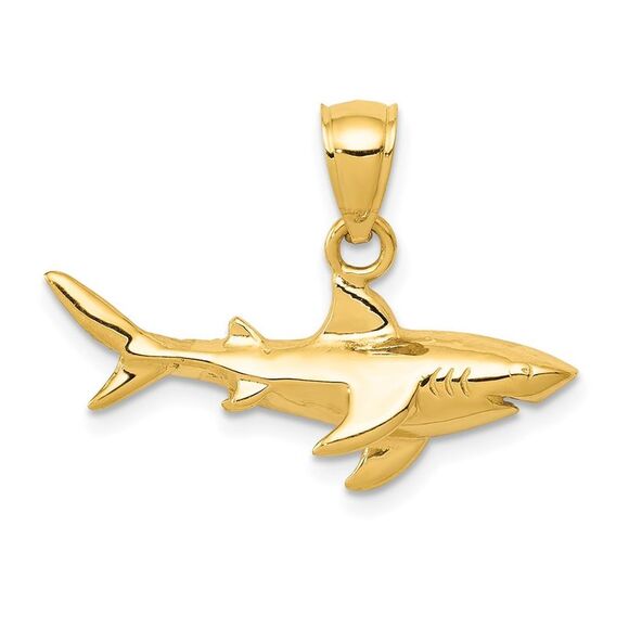 10k Yellow Gold Shark Pendant